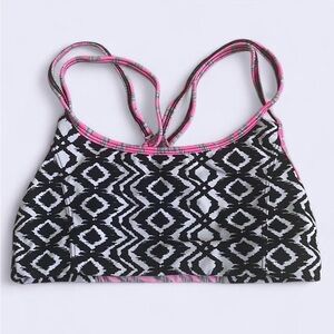 Onzie Black and White Sports Bra with Pink Highlights